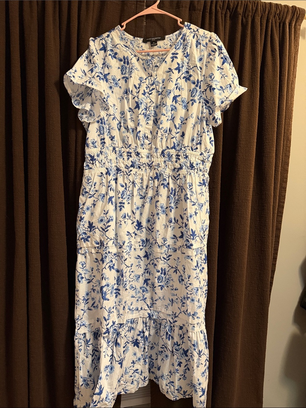 French Connection White and Blue Floral Blouse